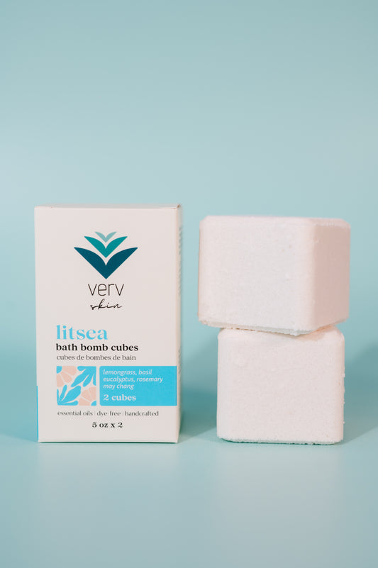 Litsea Bath Bomb Cubes | Punchy Lemongrass + Eucalyptus